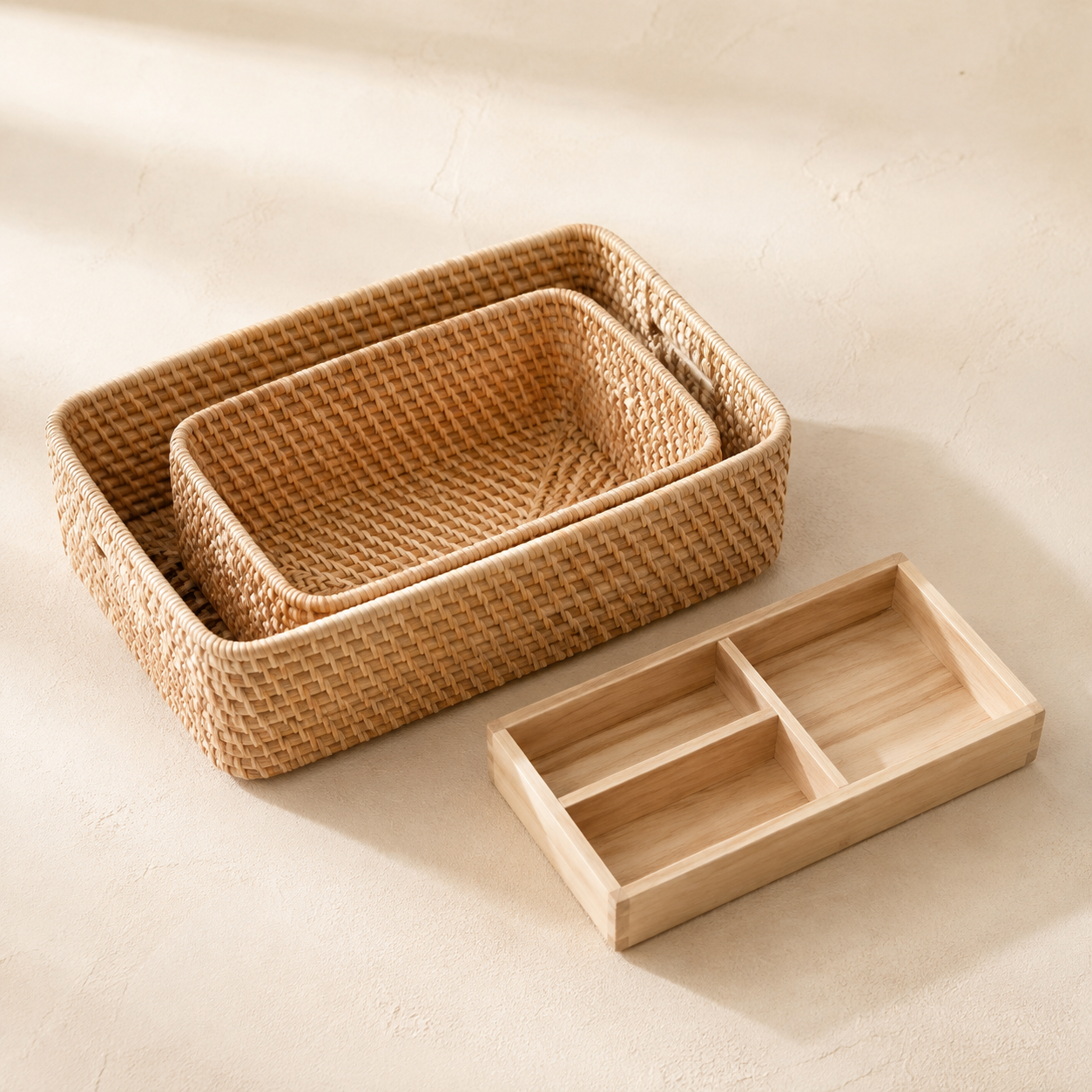 Illustrative storage baskets for future shopping
